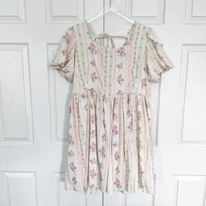 Ivy City Co. Flowers For All Smocked Babydoll Puff Sleeve Dress Vintage Floral